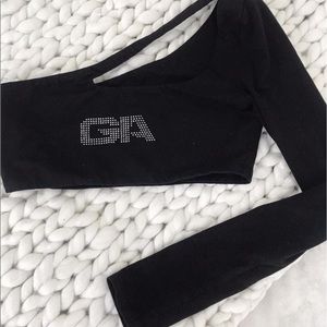 I AM GIA one shoulder crop top